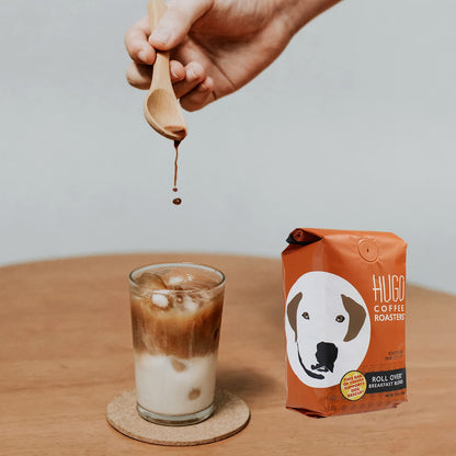 Hugo Coffee Ground Roll Over Breakfast Blend Coffee with Bright, Playful, & Sweet Tasting Notes | Hugo Supports Dog Rescues (12 oz)