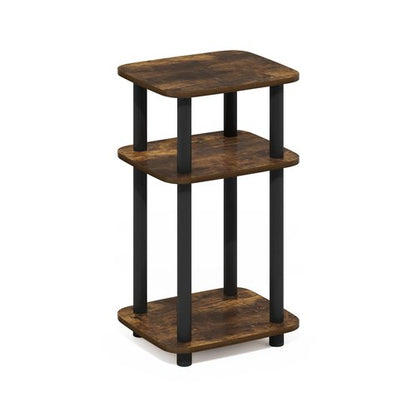 Furinno JUST Side Table, 3-Tier Turn-N-Tube End Table with Open Shelf, Round Curve Corner Night Stand, Bedside Table, Easy Assembly, for Living Room, Bedroom, Amber Pine
