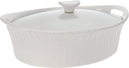 CorningWare French White Oval Casserole - 2.5 Quart with Durable Glass Lid
