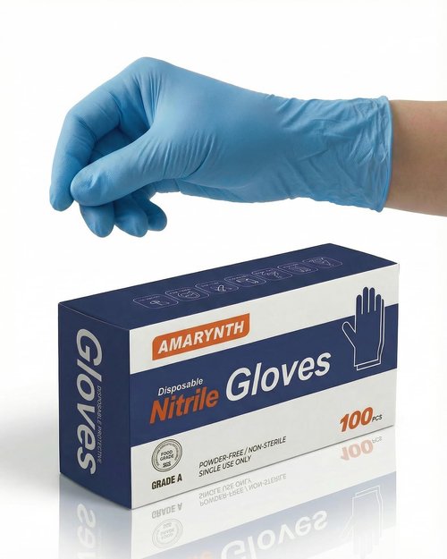 Amarynth Premium Disposable Gloves - 4 Mil Latex-Free, Powder-Free with Textured Fingertips for Lab Work, Kitchen Prep, Cleaning, Tattooing & More - 100 Count