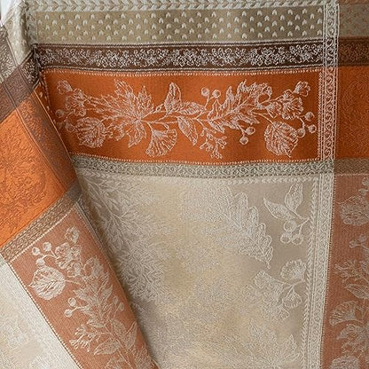 Benson Mills Heirloom Harvest Tablecloth - Terracotta 60x84 Inch Rectangular, Autumn Foliage Design