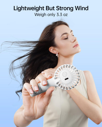 Sweetfull Mini Portable Fan - Rechargeable Handheld Fan with 3 Speeds | Cute White Design for Travel & Makeup