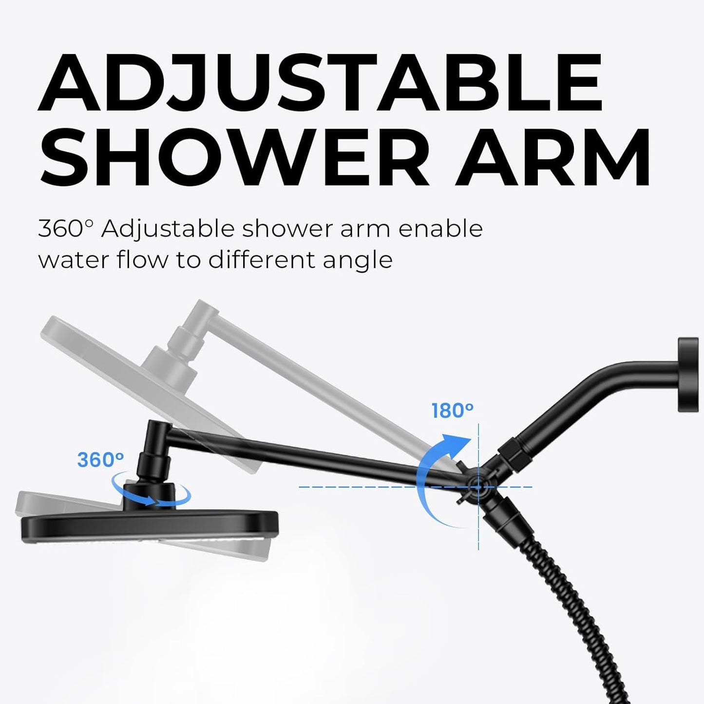 Skiennix Wide Rain Shower Head - 5 Modes Handheld Showerhead Combo | High Pressure, Adjustable, Anti-Clog Nozzles (Black)