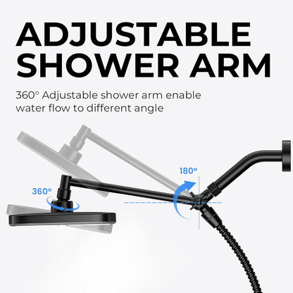 Skiennix Wide Rain Shower Head - 5 Modes Handheld Showerhead Combo | High Pressure, Adjustable, Anti-Clog Nozzles (Black)
