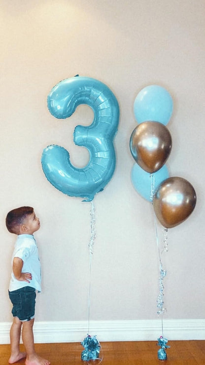 Pearlescent Blue Number 8 Balloon - 40 Inch Birthday Decorations for Boys & Girls