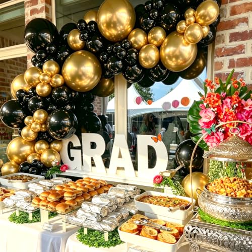 Black and Gold Balloon Arch Kit for Party Decorations, 129 Pcs