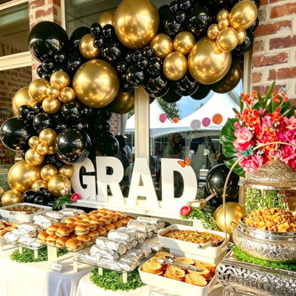 Black and Gold Balloon Arch Kit for Party Decorations, 129 Pcs