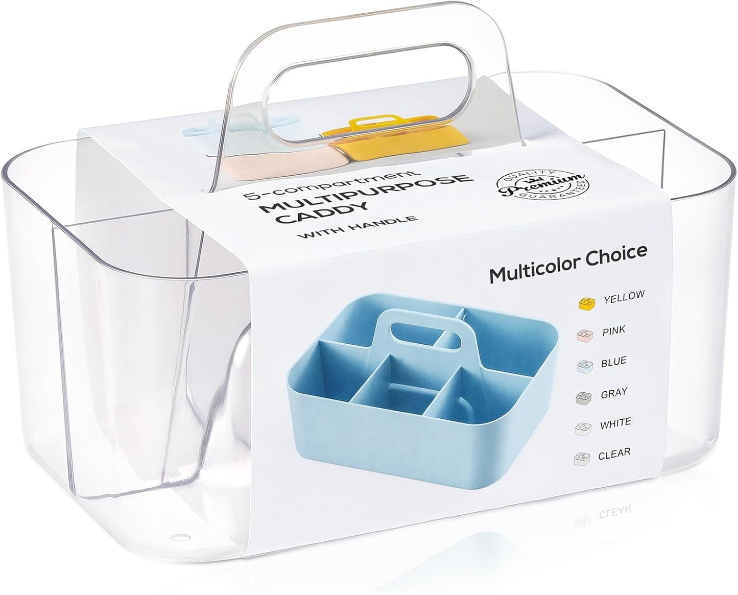 Multiuse Caddy Organizer by [Brand Name] - Portable Divided Tote Bin for Art, Makeup & More - Clear