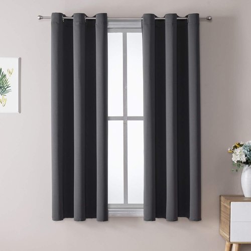 ChrisDowa Blackout Curtains - Thermal Insulated Room Darkening Grommet Panels, Dark Grey, 42 x 48 Inch
