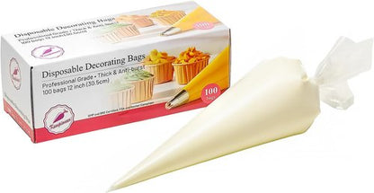 Keenpioneer Disposable Cake Decorating Piping Bags - 100 Count, 12 Inch, Clear Quality