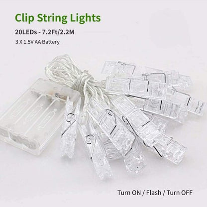 Dopheuor LED Photo Clip String Lights - Warm White Fairy Lights with Clips for Bedroom & Party Décor