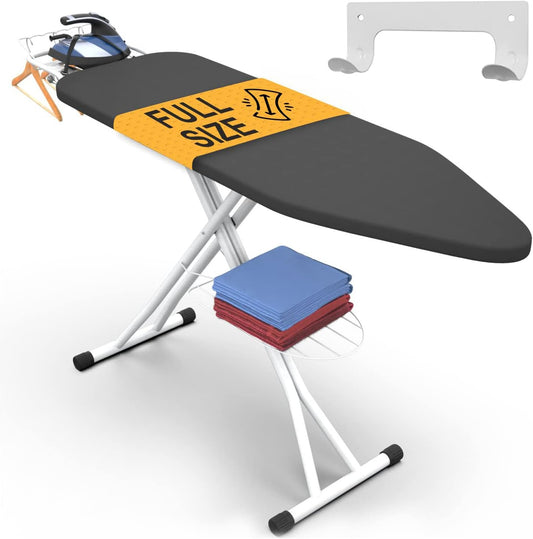 Xabitat Full Size Ironing Board - 57" X 15" with Wall Mount Hanger & Built-In Iron Caddy