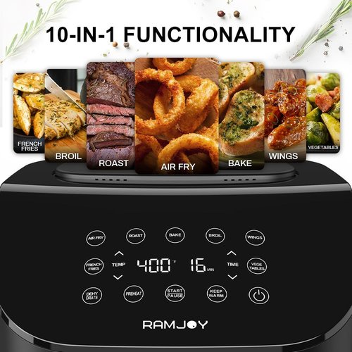 Air Fryer 6.8 Quarts by [Brand Name] - 10-in-1 Multi-Function Cooking | Nonstick, Dishwasher-Safe, Stainless Steel
