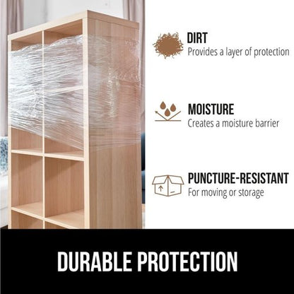 GORILLA GRIP Heavy Duty Stretch Film - 500ft Puncture Resistant Shrink Wrap Roll for Shipping & Moving