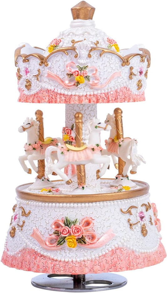 Skiennix Carousel Music Box - Colorful LED Lights & Luxury Horse Figurines | Perfect Gift for Kids