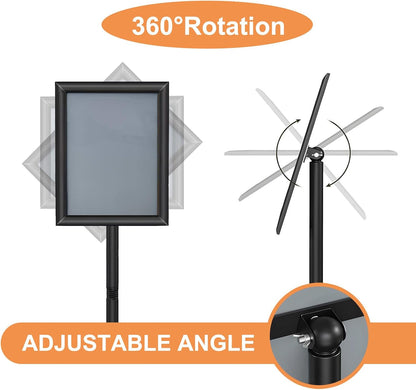 Sign Holder Stand by [Brand Name] - 8.5x11″ Adjustable Freestanding Display Frame | Black Pedestal Base for Menus & Logos
