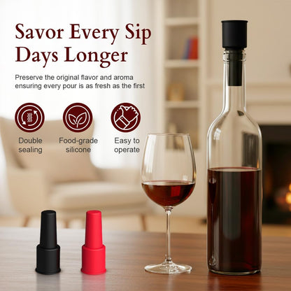 Silicone Wine Stopper, Reusable Wine Bottle Stoppers with Airtight Seal, Flexible Bottle Sealer for Wine Beer Champagne, Easy Clean Wine Saver for Home Bar (4)