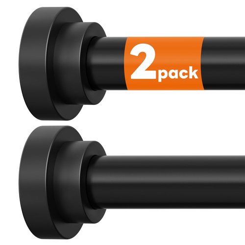 STARLATTA 2 Pack Shower Curtain Rods:43-78 Inch No Drilling Tension Rods, Heavy Duty Telescopic Adjustable, Stainless Steel Rust-Proof Spring Anti-Slip Curtain Rod for Bathroom (Black,78'')