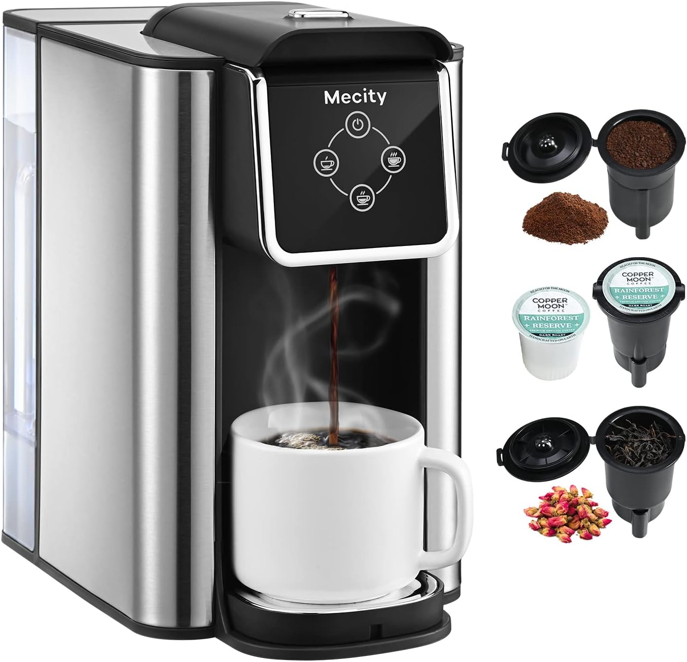Mecity Coffee Maker - 3-in-1 Single Serve Machine for K-Cup, Instant Coffee & Tea | 50 Oz Reservoir