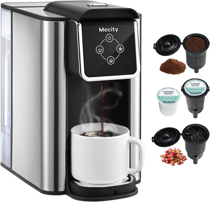 Mecity Coffee Maker - 3-in-1 Single Serve Machine for K-Cup, Instant Coffee & Tea | 50 Oz Reservoir