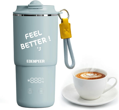 Self Heating Coffee Mug - 14oz Electric Travel Mug with 120W Fast Heating & Leak-Proof Lid | Perfect for Home, Office & Travel