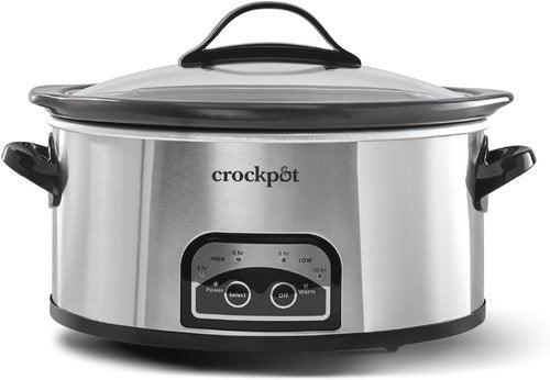 Crock-Pot 6 Quart Programmable Slow Cooker - Timer & Auto Food Warmer - Stainless Steel Finish