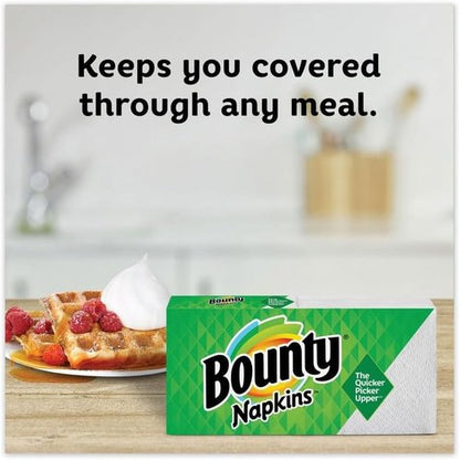 Bounty Quilted Napkins - 1-Ply, White, 12.1" x 12" | 200 Count Per Pack, 8 Packs Per Carton