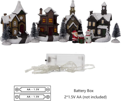 Regine Switzerland 11 PCS Christmas Village Set - Lighted Figurines for Festive Home Decor | Xmas Theme Collectibles