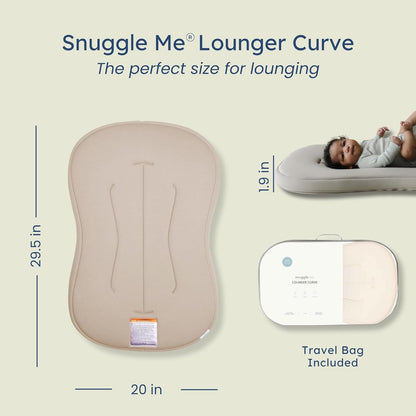 Snuggle Me® Baby Lounger - Premium Organic Cotton Infant Nest with Foam Core & Travel Bag | Birch, 0-6 Months