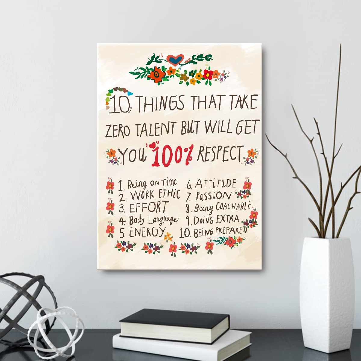 Zero Talent Wall Art - Inspirational Framed Canvas Prints for Teen Girls' Bedroom Decor | 10 Things That Take Zero Talent