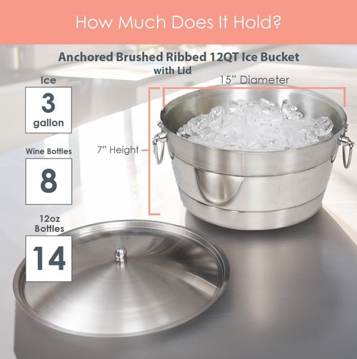 BREKX Brushed Stainless Steel Replacement Lid, Premium Beverage Tub Cover with Center Knob, Compatible with Anchored Tub Line