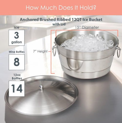BREKX Brushed Stainless Steel Replacement Lid, Premium Beverage Tub Cover with Center Knob, Compatible with Anchored Tub Line