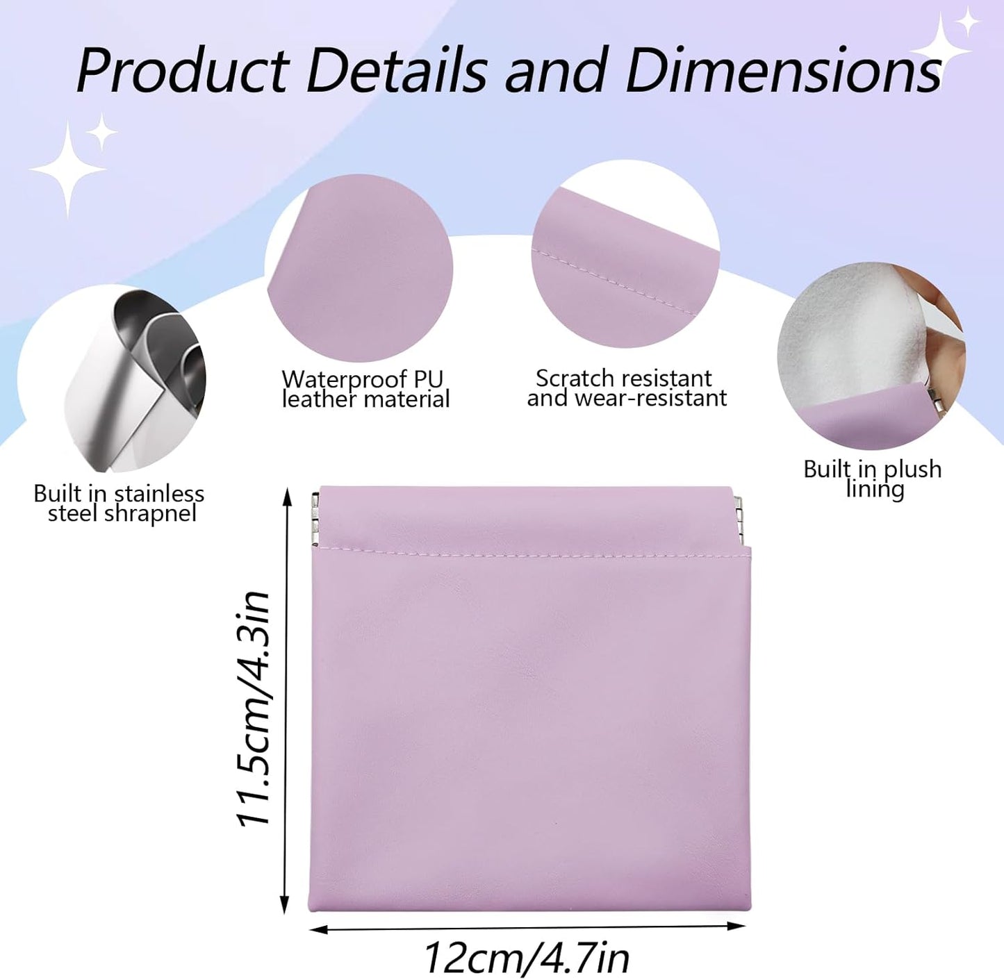 Personalized Snap Closure Leather Organizer Pouch 4 PCS Small Makeup Bag for Purse Mini Portable Cosmetic Bags for Women Lambskin Pocket Cosmetic Bag