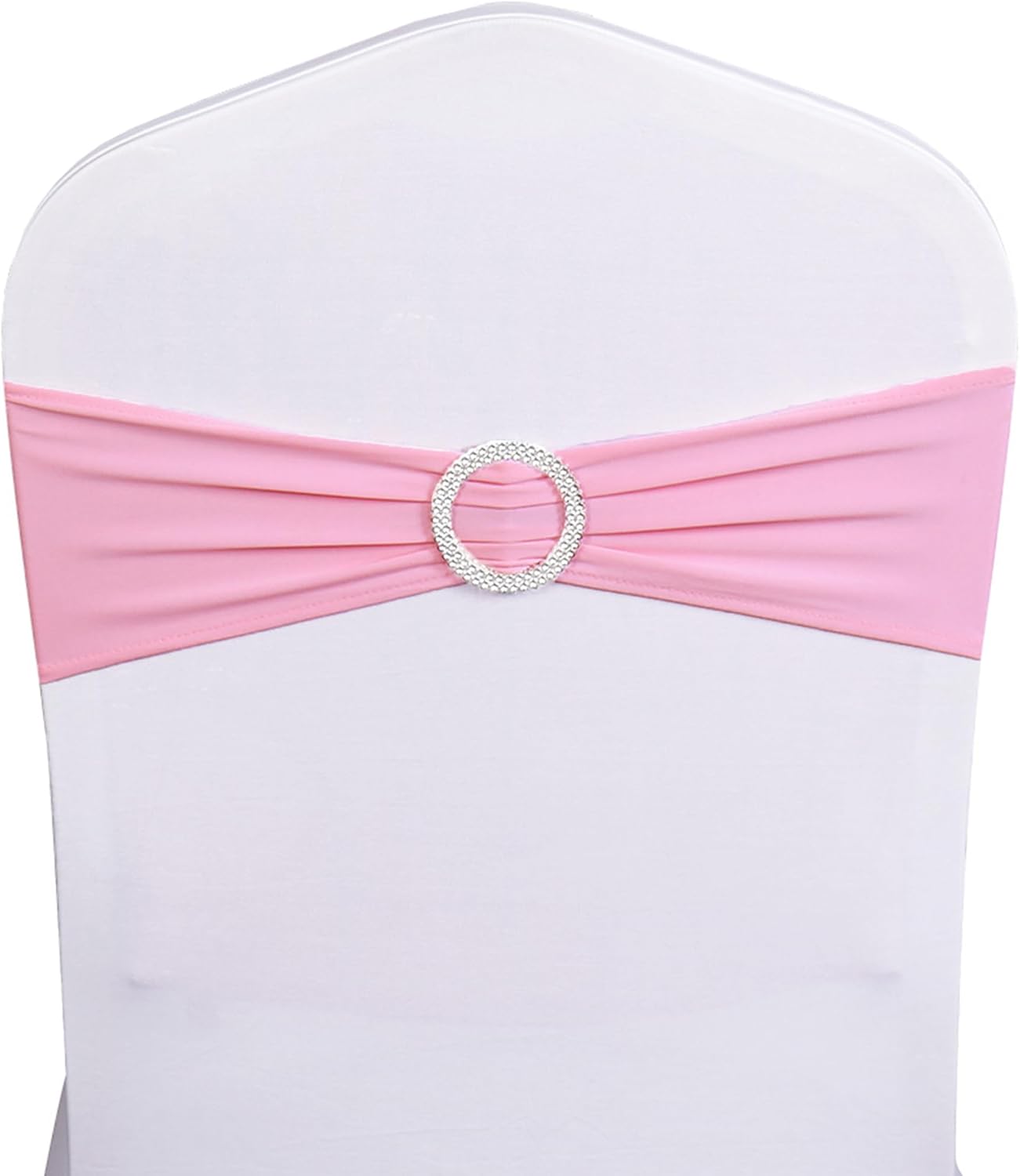 Skiennix Spandex Pink Chair Sashes - Pack of 50 Elastic Bows for Weddings & Events