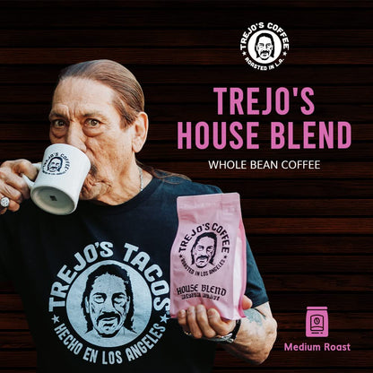 Trejo's Coffee House Blend Medium Roast Whole Bean Coffee, 12 Ounce Bag, 100% Arabica