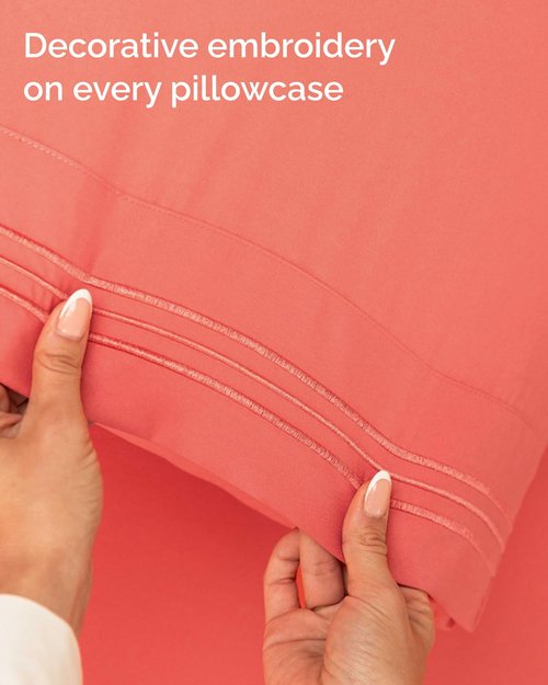 Full XL Bed Sheet - 4 Piece Full XL Bed Sheets Set - Soft, Breathable & Cooling - Hotel Luxury Bedding for Women, Men, Kids, Teens, Boys & Girls - Deep Pockets, Comfy, Fade and Wrinkle Free - Coral
