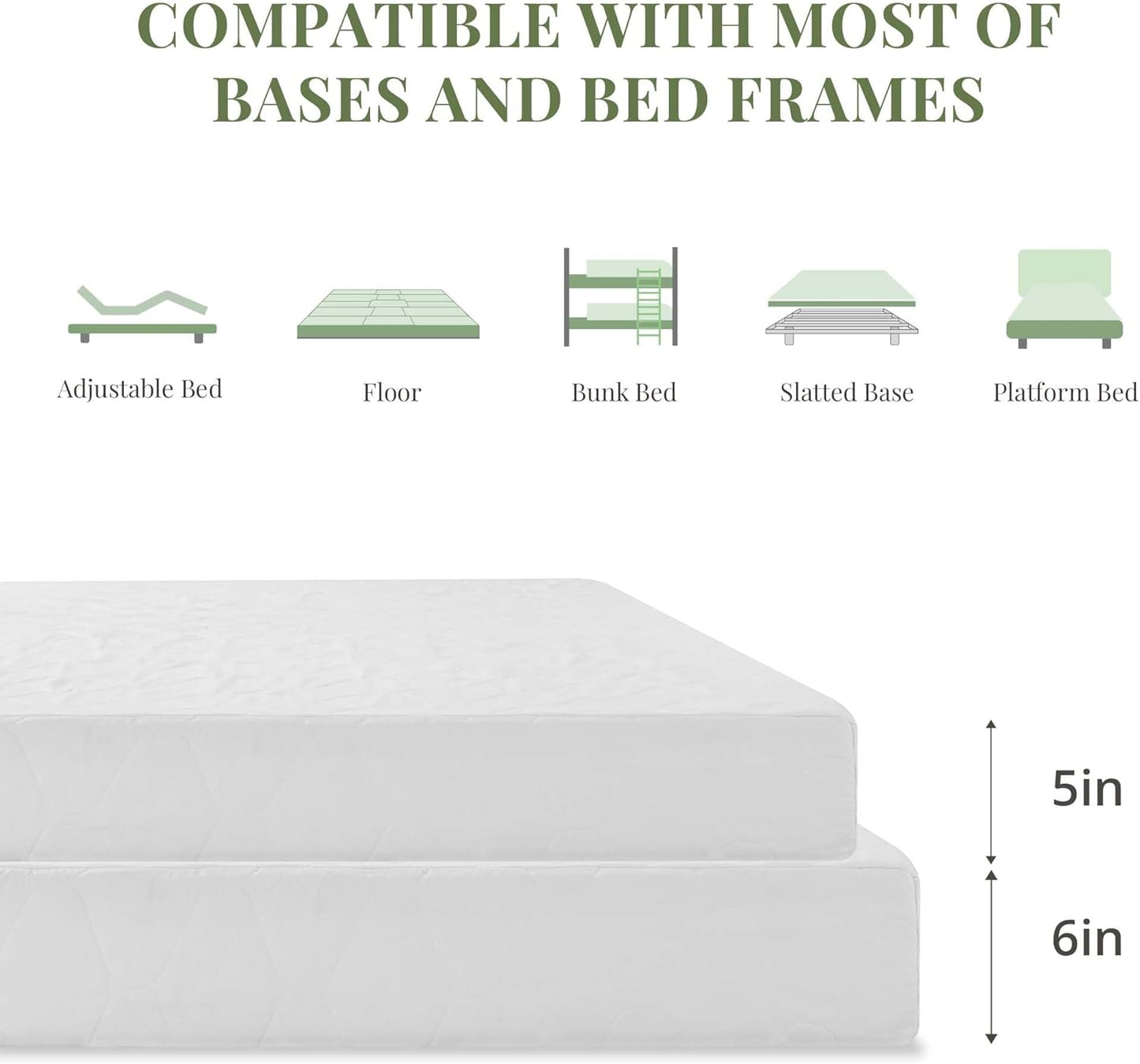 Skiennix 6-Inch Twin Size Memory Foam Mattress - Pressure Relief & Medium Firm Support, CertiPUR-US Certified
