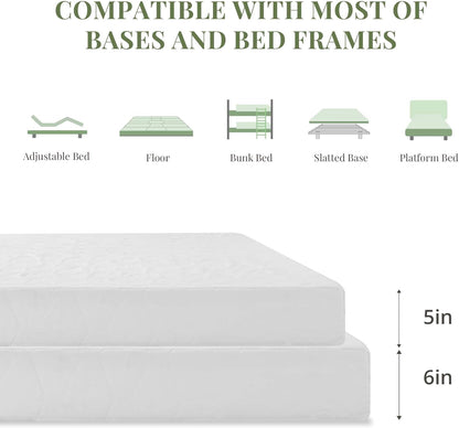 Skiennix 6-Inch Twin Size Memory Foam Mattress - Pressure Relief & Medium Firm Support, CertiPUR-US Certified
