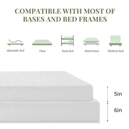 6 Inch Full Size Memory Foam Mattress in a Box for Kids, Relieve Pressure with Medium Firm Support, Fiberglass Free, CertiPUR-US Certified