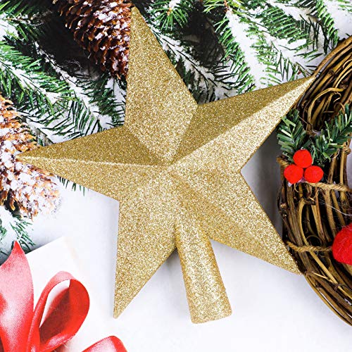 Glittered Christmas Star Tree Topper - 4 Inch Gold Shatterproof Ornament