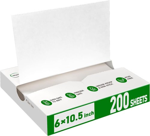 EcoDispose Precut Deli Paper Sheets - Interfolded Heavy Paper for Food Wrap | 200 Pack, 6" x 10-1/2", White