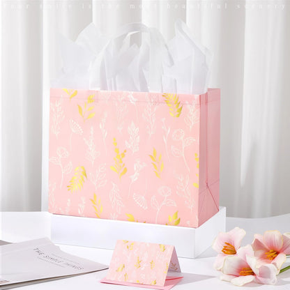 YANGTE 2 Pack Large 13" Reusable Gift Bags - Beautiful Design with Greeting Card & Tissue Paper for Birthdays, Weddings, & Special Occasions
