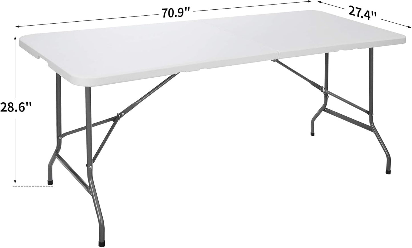 Skiennix 6FT Folding Table - Portable Heavy-Duty Plastic for Indoor/Outdoor Use | Ideal for Picnics & Parties
