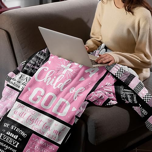 Pink I Am a Child of God Religious Blanket 60x50 Inches - Pack of 2