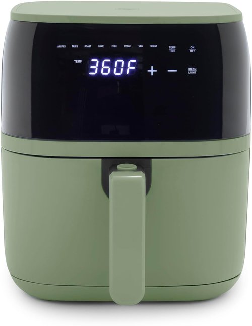 GreenLife 5.3 QT Compact Electric Air Fryer Oven - PFAS-Free Ceramic Nonstick, Digital Display, Auto Shut-Off