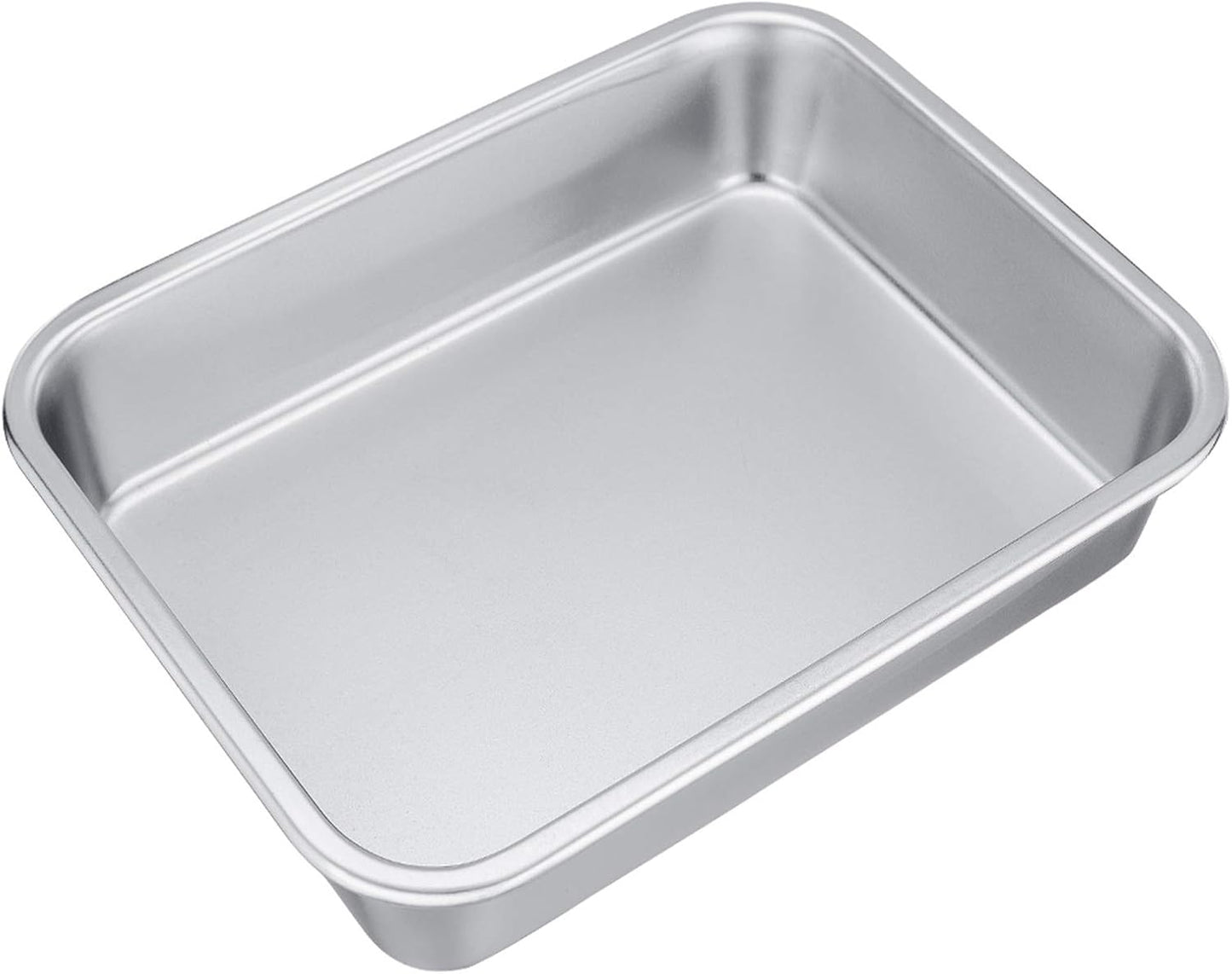 TeamFar Rectangular Cake Pan - Stainless Steel Brownie & Lasagna Baking Dish | 8"x10"x3", Rust-Free & Easy Clean