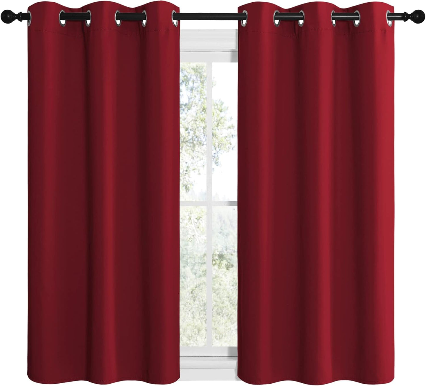 NICETOWN Blackout Curtains - Thermal Insulated Grommet Drapes for Small Kitchen Window | 42x50 Inches, Burgundy Red
