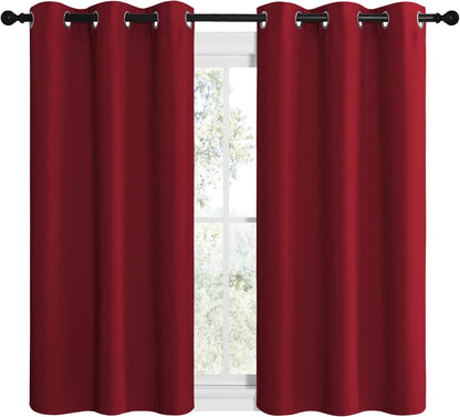 NICETOWN Blackout Curtains - Thermal Insulated Grommet Drapes for Small Kitchen Window | 42x50 Inches, Burgundy Red