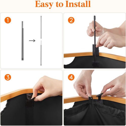 Lifewit 100L Laundry Basket - Foldable Clothes Hamper with Lid & Bamboo Handles | Black