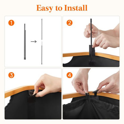 Lifewit 100L Laundry Basket with Lid, Clothes Hampers for Laundry with Bamboo Handles and 1 Removable Bag, Large Foldable Laundry Hamper for Bedroom, Bathroom, Dorm, Laundry Room, Black